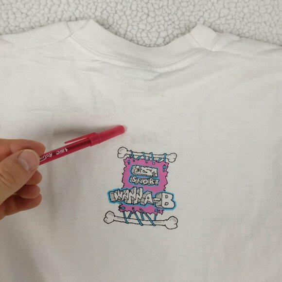 Vintage T Shirt Youths 14 16 White Blue Dinosaur Motocross Screen Stars 90S - Picture 10 of 10